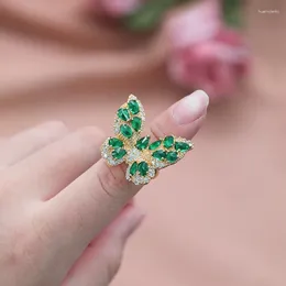 Anneaux de mariage 2023 Cuivre Micro-incrusté Zircon Bague Fille Ne se décolore pas Papillon Ouverture Européenne Américaine Index Bijoux