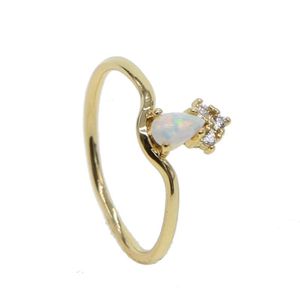 Wedding Rings 2023 Delicate Gold Stack Mini Mid Finger Kunckle voor vrouwen dunne elegante ring eenvoudig xz waterdruppel opal cz groothandel