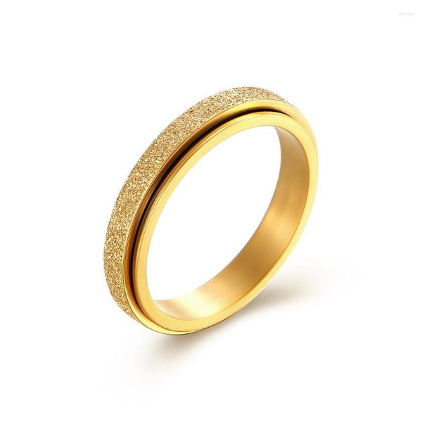 Anillos de boda 2023 Exquisita Spinner esbelta de 4 mm para parejas de color Gold Color de acero inoxidable