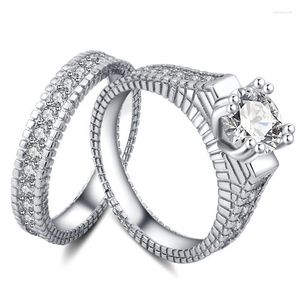 Anneaux de mariage 2023 mode Zircon bague ensemble pour femmes accessoires bande de fiançailles bijoux élégant strass