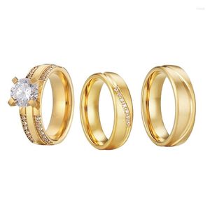 Wedding Rings 2023 Hoge kwaliteit 3 ​​stks beloven verloving voor koppels mannen en vrouwenliefhebbers Alliantie Huwelijksverjaardag geschenk