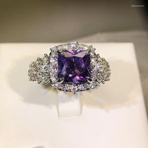 Anneaux de mariage 2023 bague pour femmes promesse d'éternité pierre violette Zircon rétro fiançailles mariée femme anniversaire cadeau