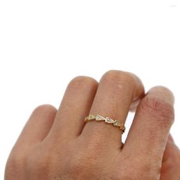 Wedding Rings 2023 Topkwaliteit Arrow Band Cubic Zirconia CZ Gold Color Betrokkenheid Eeuwigheid Mode Vrouwen Girl Ring