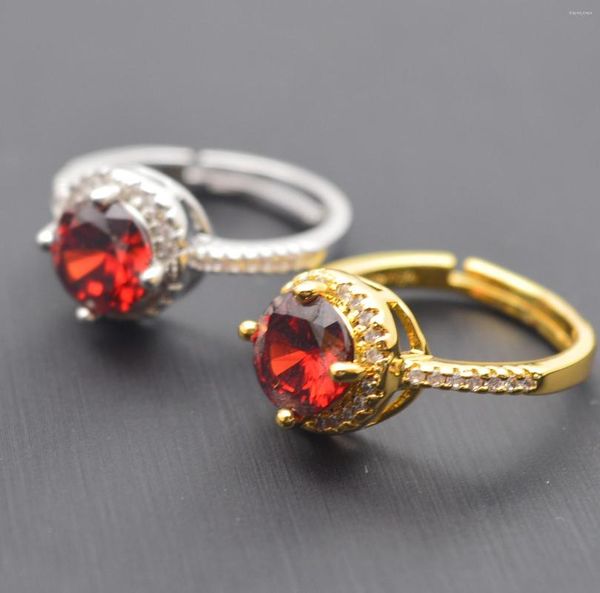 Anillos de boda 2023 tendencia rubí Natural rojo cristal dedo anillo encanto plata circón pareja chapado en oro gema piedra para mujer
