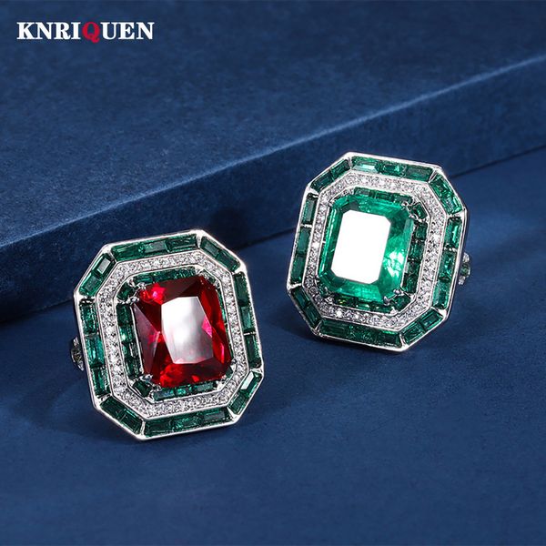 Anillos de boda 2023 Vintage 1214MM Ruby Emerald Lab Diamond Bands Gemstone Cocktail Party Joyería fina Regalos de aniversario para mujer 230726