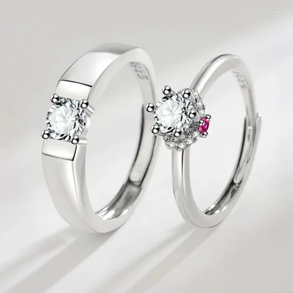 Anillos de boda 2024 Fashion Hermosa personalidad brillante Big Big Circon Ajustable Pareja anillo para amantes dedo de regalo