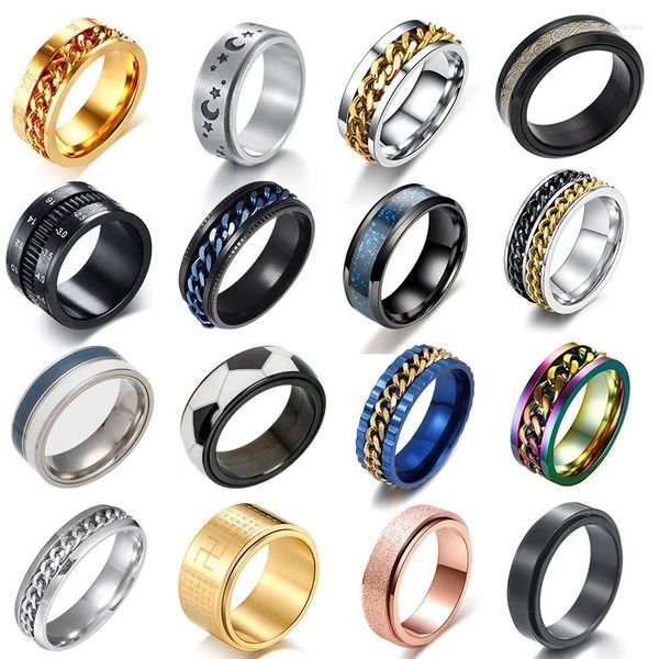 Anillos de boda 2024 de alta calidad 16 estilo Spinner cadena giratoria alivio del estrés para hombres mujeres banda dedo joyería de moda regalo