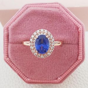Anneaux de mariage 2024 Vintage Elegant Ladies Ring Blue Zircon F281