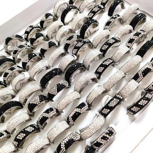 Anneaux de mariage 20 pièces 30 pièces 100 pièces en gros blanc noir Zircon acier inoxydable CZ hommes femmes bague de fiançailles bijoux de fête