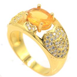 Trouwringen 22x12mm Sterk aanbevolen Gouden Citrien Wit CZ Vrouw Verloving 14K Goud Zilveren Ringen 230921