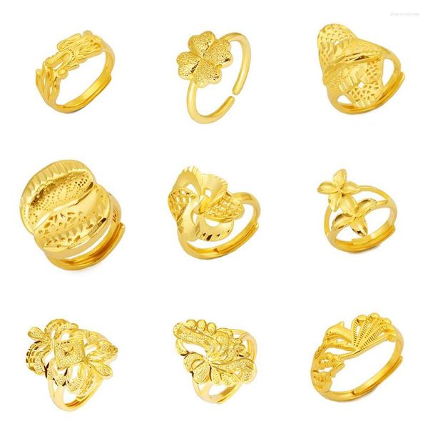 Anneaux de mariage 24K couleur or pour les femmes Vintage africain moyen-orient esthétique bijoux charme fête bague bijoux