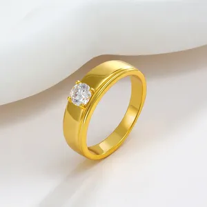 Wedding Rings 24K Gold Pating Zirkoonring Charm sieradenoppervlak 6 mm voor vrouwencirkelvormige vergulden