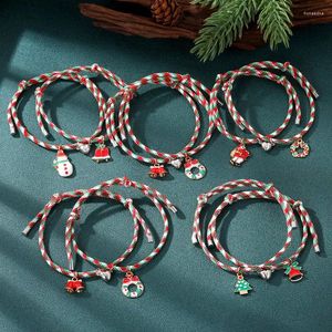 Anneaux de mariage 2pcs Couple Bracelet magnétique avec Noël Père Noël Attraction Corde Pendentif Bracelets Amoureux Bijoux