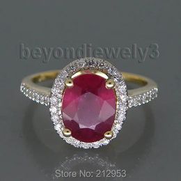 Wedding Rings 3.12CT Solid 14KT geel goud Ruby trouwring Diamant Natuurlijke rode robijnring te koop R0014 231114