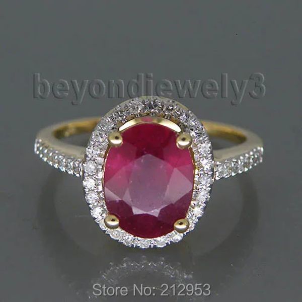 Anneaux de mariage 3.12ct solide 14Kt or jaune rubis bague de mariage diamant naturel rouge rubis anneau à vendre R0014 231114