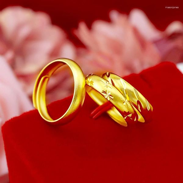 Anneaux de mariage 3 styles bague de fiançailles en or africain pour hommes femmes bijoux couleur pure couple ensemble bandes de mariée Anillos Homme