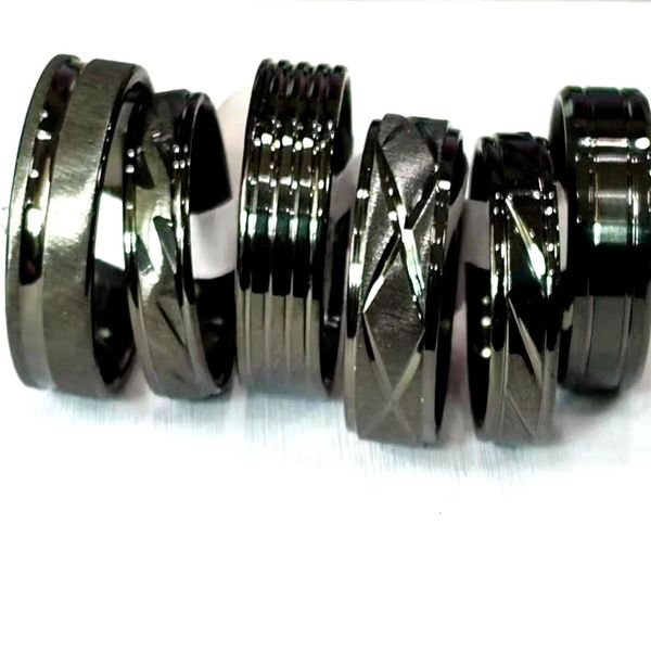 Anneaux de mariage 30 pièces hommes noir confort Fit 6 8mm bande en acier inoxydable Vintage bijoux de mode 231005