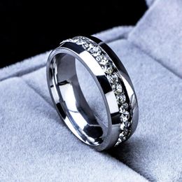 Wedding Rings 316L roestvrij staal 18k wit goud gp ring voor dames heren verloving Volledige Tsjechische strass mode sieraden J284S