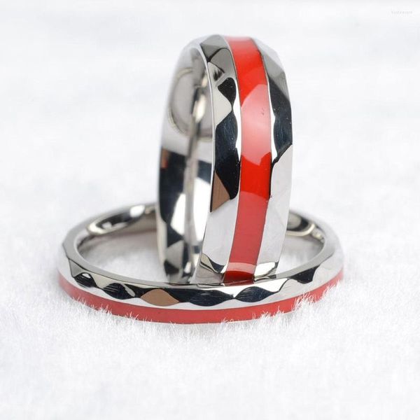 Bagues de mariage 316l en acier inoxydable Men de doigt bijoux Bleu 4 mm Titane de femme pour amant anneau rouge