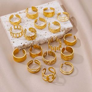Bagues de mariage 316L Anneau en acier inoxydable pour femmes couleur or couleur ouverte simple ouverte bijoux joelry accessoires vintage cadeaux gratuits anillo