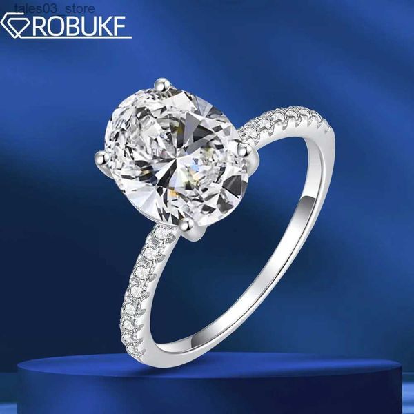 Anneaux de mariage 3CT ovale coupe Moissanite bagues de fiançailles pour les femmes D couleur laboratoire créé diamant 18K or blanc mariage 925 anneaux en argent Sterling Q231024