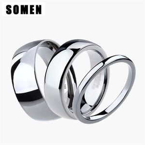 Anillos de boda 3 unids / lote 2 6 8 mm Conjunto de anillos Pure Silver Color Tungsteno Pareja Compromiso Amantes Joyería Bandas Alianza Anel283d