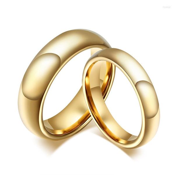 Anneaux de mariage 4mm/6mm PVD plaqué or Couple Simple promesse de fiançailles en acier au tungstène nom personnalisé bijoux