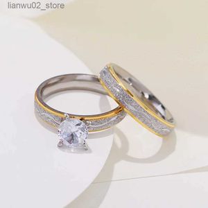 Anillos de boda Anillo de compromiso de pareja de 4 mm para hombre Anillo de acero inoxidable con circón Joyería de boda coreana WC033 Q240315