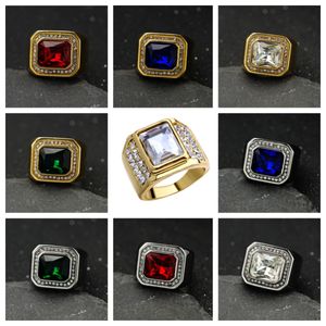 Anillos de boda 9 colores Joyería de moda para hombre 18k oro amarillo lleno de cobre circón anillo de bodas tamaño 7/8/9/10/11/12/13 gota delive dhc6k