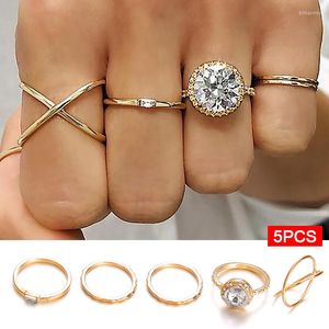 Trouwringen 5 pc's vrouwen retro -stijl set klassieke ingelegde zirkon dame sieraden geschenken voortreffelijk mooie elegante h9