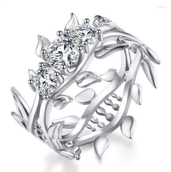 Trouwringen 50% Promotie Originele Ring Sexy Luxe Sieraden 925 Sterling Zilver Ronde Cut 5A CZ Zirconia Vrouwen Bloem Band