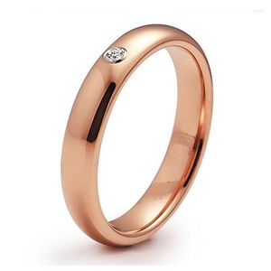 Anneaux De Mariage 585 Or Rose Pour Femmes Fille 4MM Carbure De Tungstène Chic Femme Queue Anneau Partie Anel Cubique Zircone Bijoux Taille 4 À 11