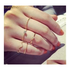 Bagues de mariage 5pcs / vague set joint charme de mode or couleur dorée géométrique simple anneau mince pour les femmes bijoux mi-doigt drop délivre ot0bf