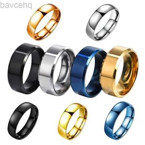 Trouwringen 6,8 mm mat roestvrij staal Eenvoudig ontwerp Effen titanium ringen Goudkleurig verzilverd Zwart Blauwe ringen Mannen Vrouw Sieraden Cadeau 24329