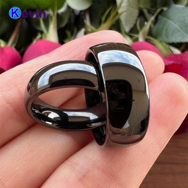 Anillos de boda 6 mm 8 mm negro hombres mujeres anillo de carburo de tungsteno pareja moda banda de compromiso abovedado pulido te amo saber grabado