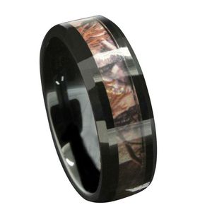 Anillos de boda 6 mm / 8 mm Bandas de tungsteno negro Hombres Red Forest Camuflaje Camo Caza Compromiso Tamaño 6-13