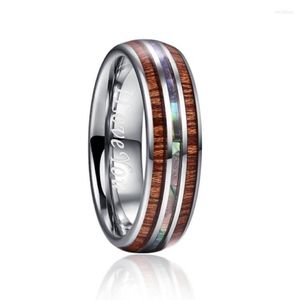 Wedding Rings 6mm Hawaiiaans Koa Wood en Abalone Shell Tungsten Carbide voor vrouwen Menwedding Lois22305R