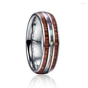 Anneaux de mariage 6mm bois de Koa hawaïen et coquille d'ormeau carbure de tungstène pour femmes hommes mariage Lois22251e