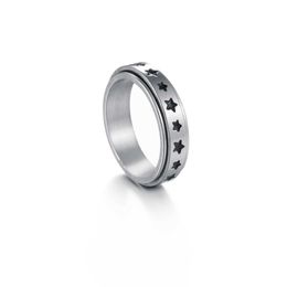 Trouwringen 6 mm zilveren kleur roestvrijstalen roteerbare sterrenringen voor mannen vrouwen trendy mannelijke stijlvolle punk metaal ring spinner sieraden cadeau