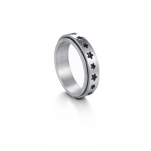 Bagues de mariage 6 mm couleurs en argent en acier inoxydable rotatif anneaux d'étoile pour hommes femmes à la mode masculine élégant punk metal anneau de spinner bijoux
