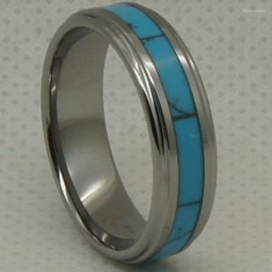 Wedding Rings 6mm vrouwen/meisje natuurlijke blauwe stenen inleg band krasbestendig wolfraamring