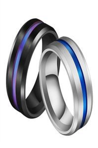 Trouwringen 8 mm zwarte titaniumring voor mannen vrouwen us maat 612 banden trendy regenbooggroef sieraden9250113