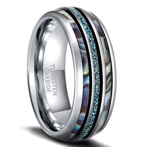 Wedding Rings 8mm Luxe Tungsten Carbide Ring Man Blue Opal Inlay Men Women Engagement Bague Homme Anillo Hombre Size15Wedding Ringswedding.