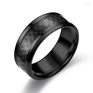 Trouwringen 8 MM heren Wolfraamcarbide Zilver Kleur Ring Inlay Zwart Koolstofvezel Band Voor Heren Party Mode-sieraden Gift S2160