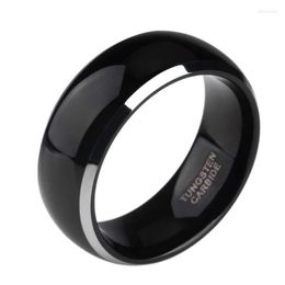 Wedding Rings 8mm Men's Black Tungsten Carbide Ring Dome Gepolijste randen Designbands Fashion Engagement Sieraden Anillos HOMBRE EDWI22