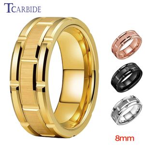 Anneaux de mariage 8MM Hommes Femmes Cool Bande De Mariage Bague En Carbure De Tungstène Multi Grooves Finition Petit Ami Mari Surprice Cadeau Bijoux 230831