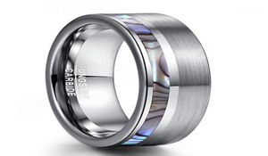 Trouwringen 8mm Natual Abalone Shell Tungsten Carbide Ring Zilver Kleur Mat Oppervlak Belofte Sieraden Engagement Mannen Anillos14059744