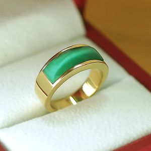 Trouwringen 8 mm natuurlijke Cat Eye steen man roestvrijstalen vingerring groene opaal edelsteen verlovingstrouwringen voor vrouwen sieraden cadeau 231128