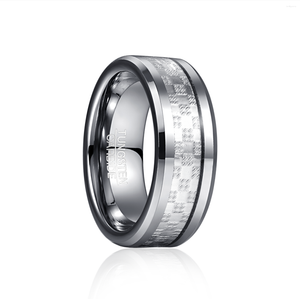 Wedding Ringen 8 mm stalen kleurafschermer ingelegd met zilver geruit metalen plaat wolfraamcarbide ring heren mode sieraden cadeau