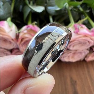 Anillos de boda Anillo de compromiso de carburo de tungsteno de 8 mm adecuado para hombres, mujeres, anillos de boda Koa, flecha de madera, incrustaciones de hormigas, pulido, ajuste brillante y cómodo Q240315